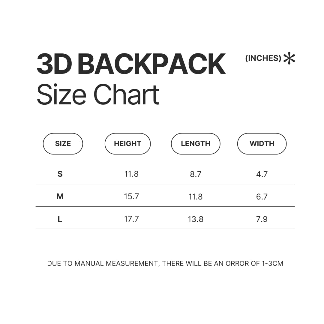 3D Backpack Size Chart - Vampire Hunter D Store