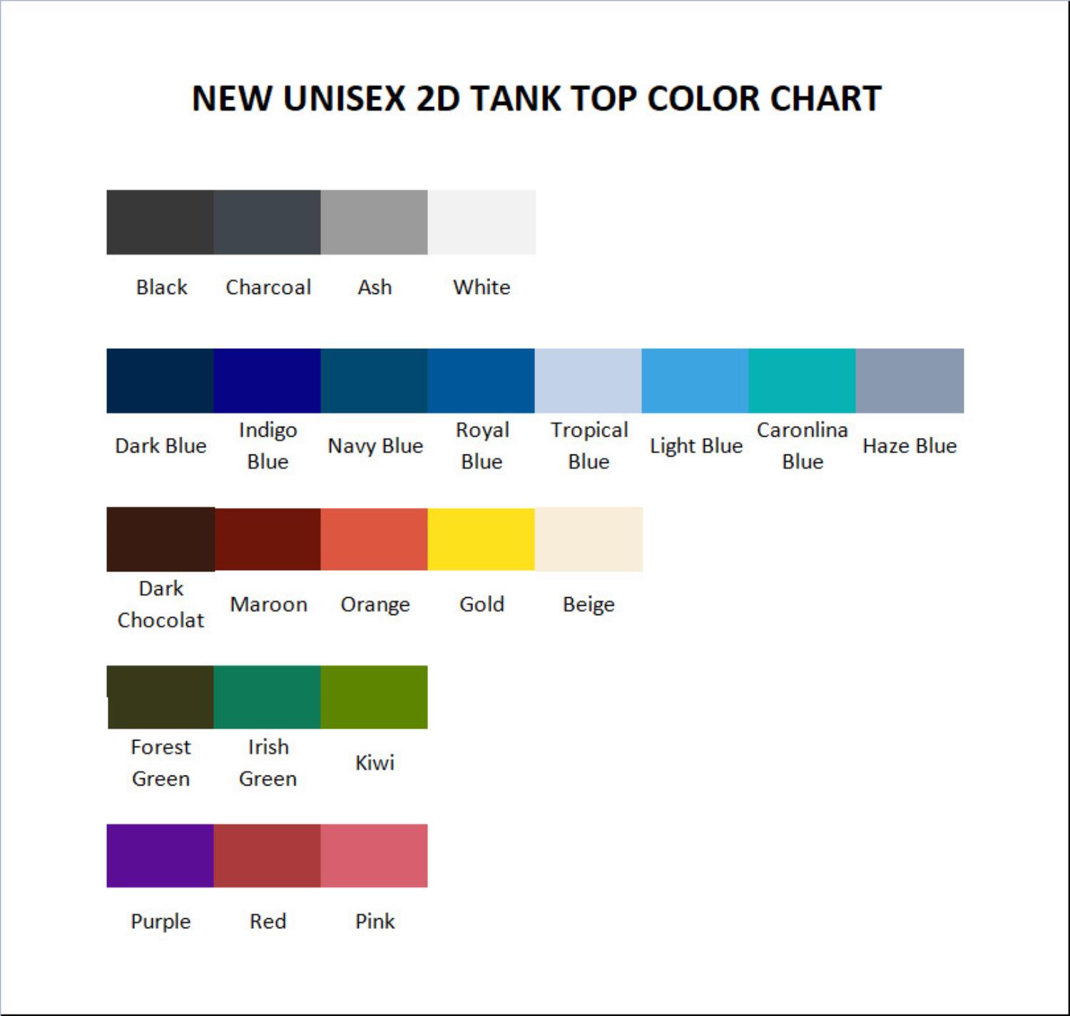 tank top color chart - Vampire Hunter D Store